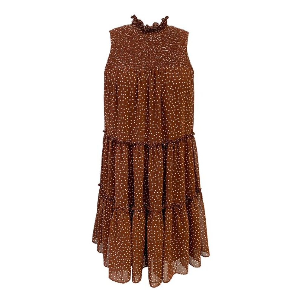 TAYLOR Womens Brown Lined Sleeveless Mock Neck Mini Shift Dress Petites 2P